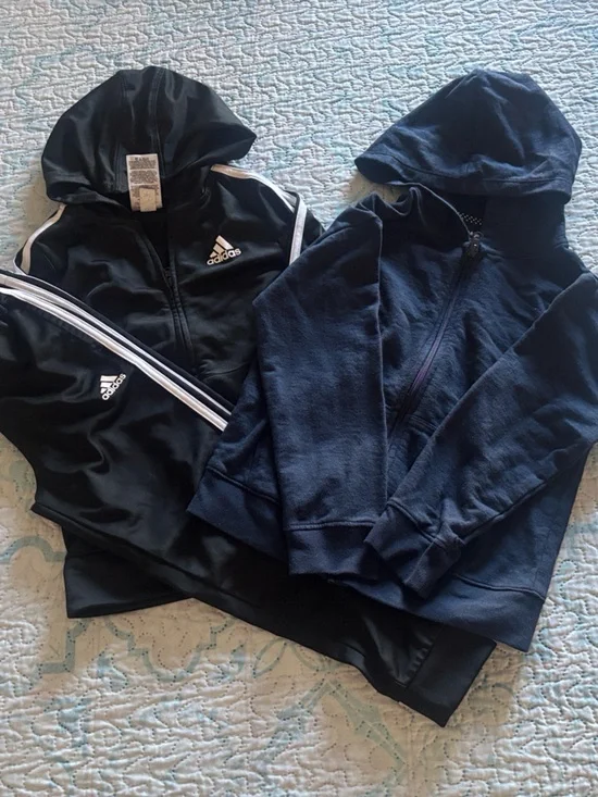 adidas Black and Navy Hoodie Track Jacket Duo and zip up dark blue hoodie - Picture 1 of 7